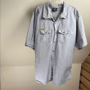 PRSN BLU Black/White Striped SS Button-Up Shirt, Size 4X